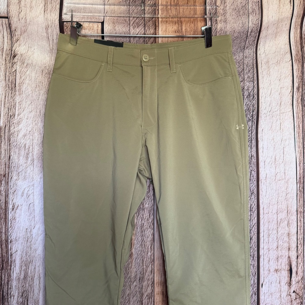 Under Armour Straight Fit Performance Pants Khaki Golf Travel Waist 34 NWT - Picture 3 of 10